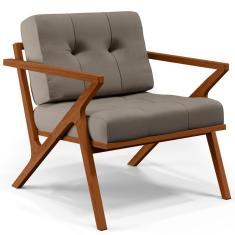 Poltrona Decorativa Sala De Estar Com Cintas De Corano Laís B04 Linho Bege