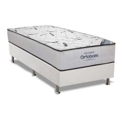 Cama Box Solteiro: Colchão Espuma Ortobom D45 High Foam + Base Crc Courano White(88x188)