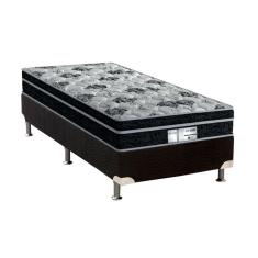Cama Box Solteiro: Colchão Molas Probel Prolastic Born + Base Crc Suede Black(88x188)
