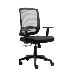 Cadeira de Escritório Giratória New Opus Roal Preta Encosto em Tela Base Nylon Syncron