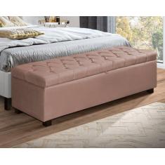 Recamier Baú Divã Sara 195cm P/ Cama King Sapateira Pés de Madeira - D