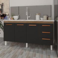 Balcão Armário Cozinha Gabinete para Pia 148 cm 3 Gavetas e 3 Portas D