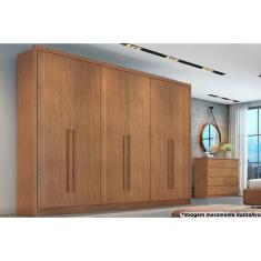 Guarda Roupa Casal Robust Livorno 6 Portas de Bater 6 Gavetas MDF Cumaru Móveis Novo Horizonte