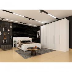 Guarda Roupa Casal Veneza-neve 6 Portas de Bater 4 Gavetas MDP Neve Tcil Móveis