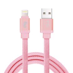 Cabo Lightning para USB Compatível com iPhone, iPad, iPod - 1M - Tecido Canvas Rosa - ELG CNV810PK