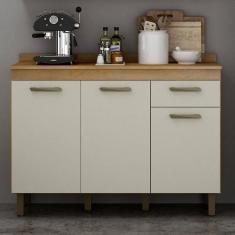 Balcão 120cm 3 Portas 1 Gaveta São Luis Valdemóveis Cinamomo/Off White