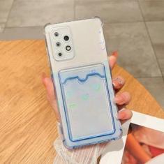 Luxo Gradient Aurora Slot para cartão Love Heart Silicone Case para Samsung Galaxy S22 S23 Ultra S20 FE S21 Plus A12 A32 A52S A53 A33, AiXin Blue, para S22