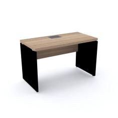 Mesa de Escritório com Caixa de Tomada PE40 em MDP 120 x 60 cm Cor Noce Naturalle Base Preta