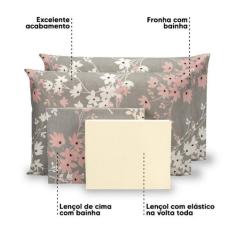 Lençol Queen 6 Pçs Estampado Percal 180 Fios Bainha 40cm Altura - Bem 