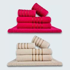 Jogo De Toalhas 10 P?s Cole??o Montreal 100% Algod?o Rosa+bege