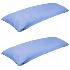 Kit 2 Travesseiro De Corpo Com Fronha 100% Algodão Fibra Siliconada Az