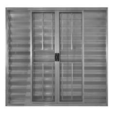 Janela de Alumínio Brilhante Veneziana de Correr 6 Folhas Com Grade Ha