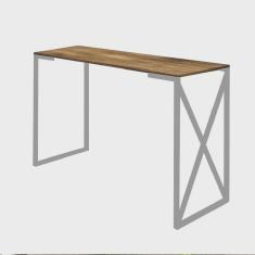 Mesa Escrivaninha Mesa de Estudos Bex Home Office Ferro Cinza mdf Freijó - Ahz Móveis