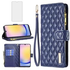 Asuwish Capa de telefone para Samsung Galaxy A25 5G/A24 4G/M34/F34 capa carteira com protetor de tela de vidro temperado e suporte de cartão de crédito flip de couro, acessórios para celular A 25 25A