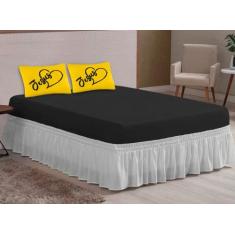 Jogo de lençol casal queen com elastico  amarelo preto varias estampas