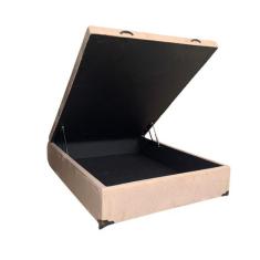 Cama Box Baú Casal Suede Bege Com Pistão A Gás, Estrutura Reforçada, I