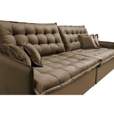 Sofá Sem Caixa Retrátil Reclinável 2,15m Cama Inbox Versátil Com Pillow Top E Molas Velusoft Castor