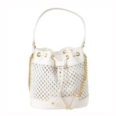 Bolsa Feminina Pequena Schutz Bucket Kris Couro Tressê Alça com Corrente 500182729-Feminino