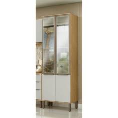 Paneleiro 4 Portas com Vidro Verace Espresso Móveis Marrocos/Off White