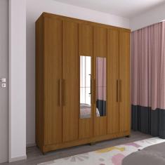 Guarda Roupa Casal 6 Portas com Espelho e Pés Gênova Luciane Móveis