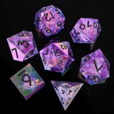 UBEUCK Electroplated Resin Dice Set, Resin Edge Sharp for Dungeons & Dragons RPG, MTG Board Games with Gift Box (Electroplating Purple Color)
