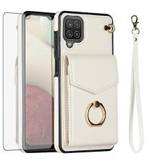 Asuwish Capa de telefone para Samsung Galaxy A42 5G capa carteira com protetor de tela de vidro temperado e anel de bloqueio RFID suporte suporte para cartão acessórios de celular de couro A 42 G5 42A