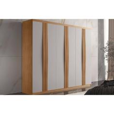 Guarda Roupa Casal 6 Portas e 2 Gavetas Grécia Naturale/Off White - Rufato