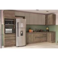 Cozinha Completa Maxxi 11 Peças (4Aéreos+3Balcões+1Paneleiro+3Complementos) C11P22 Nogal - Kappesberg