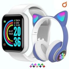 Relógio Smartwatch Digital D20 Masculino/Feminino + Fone Cat - 01Smart