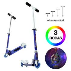 Patinete Vingadores Infantil Meninos de Três Rodas Azul - DM Radical