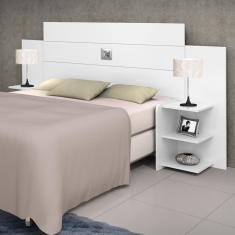 Cabeceira Casal Regulável com Prateleiras Acapulco J&A Móveis Branco