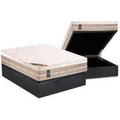 Cama Box Baú Casal: Colchão Molas Castor Bonnel Premium Tecnopedic + Base Crc Suede Gray(138X188)