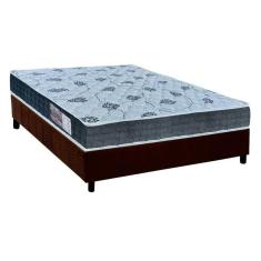 Cama Box Casal Completa Cecina D45 Com Colchão Espuma Extra Firme Suede Brown Marrom Orthoflex