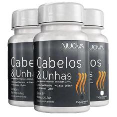 Kit 3 Nuova Cabelos E Unhas Biotina Catarinense 60 Cápsulas