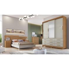 Guarda Roupa Buriti 3 Portas 9 Gavetas Cinamomo/Off White - Novo Horizonte