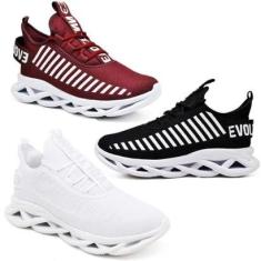 Tênis de Corrida Masculino Academia Macio- 3 Pares-Masculino