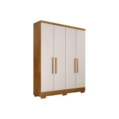 Guarda Roupa Solteiro Milly 4 Portas de Bater 2 Gavetas MDP Freijo Cumaru c- Fendi Móveis Novo Horizonte