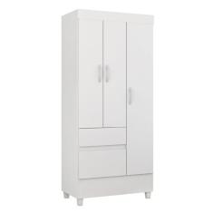 Guarda Roupa Solteiro Wind 3 Portas de Bater 2 Gavetas MDP Branco Demóbile