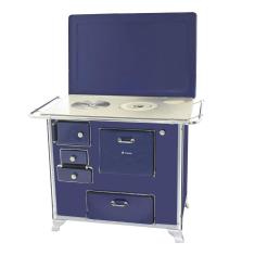 Fogão a Lenha Tradicional Gabinete com Tampa Venâncio 2GDTAZ Chapa Ferro Fundido Azul com Forno