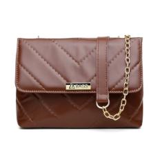 Bolsa Feminina Crossbody Matelassê Alça Corrente Transversal Marrom