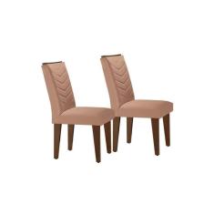 Cadeira Sala De Jantar Londrina Madeira Kit 2 Un Capuccino/veludo Pérola - Rufato