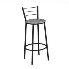 Banqueta Alta Texas Grafite Assento Branco Com Cinza Teixeira Grafite Com Branco