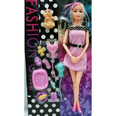 Boneca com Cachorrinho e Acessórios Fashion Girl Mod2 Quanhe