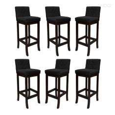 Kit 6 Banquetas Média para Balcão de Cozinha Tóquio Madeira Maciça Mat