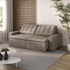 Sofá Cama Retrátil e Reclinável 4 Lugares 240cm em Veludo Palmeira Cab