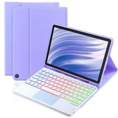 MePadKey Capa com Teclado Touchpad para Amazon Fire HD 10/10 Plus 10,1 Polegadas 2021/2023 (11/13ª Geração), Teclado Recarregável com Luz de Fundo de 7 Cores e Capa Multiângulo Infantil para Tablet