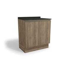 Balcão de Cozinha Modulado Maxxi G744 2 Portas c/Tampo 80cm Nogal/Preto Brilho - Kappesberg