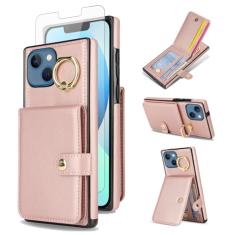 Asuwish Capa de celular para iPhone 13 Mini 5,4 polegadas carteira celular com anel protetor de tela de vidro temperado RFID slot para cartão iPhone13mini i-Phone 13minicase i iPhone13 13mini mulheres