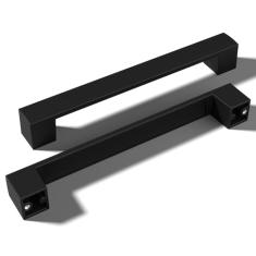 monti hardware | Pacote com 5 puxadores de gaveta pretos planos de 15 cm | Puxadores de armário de metal sólido para decoração de casa de banho | Puxadores de armário de cozinha de metal inoxidável |