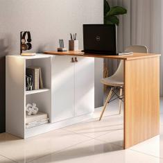 Escrivaninha com Tampo Articulado Telasul Versa Home 2 Portas Freijó/Branco - Telasul